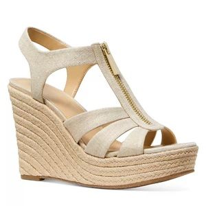 MICHAEL Michael Kors Gold Wedge Heels Size 8.5